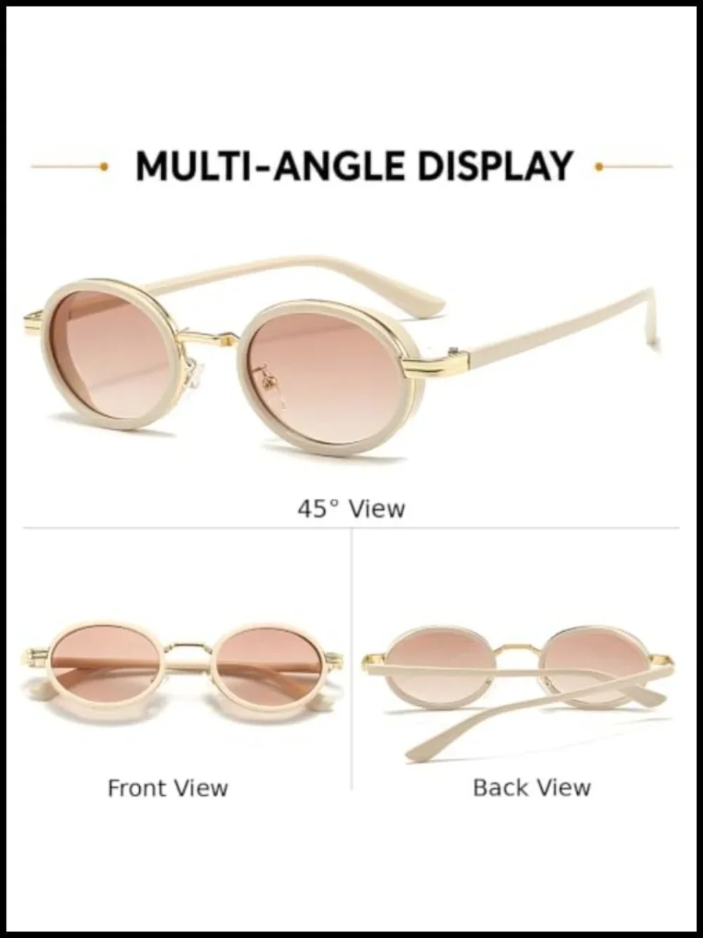 Vintage Small Oval UV400 Sunglasses with Metal Frame